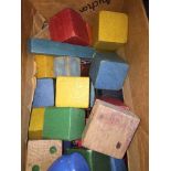 A box of vintage wooden playing bricks Catalogue only, live bidding available via our website. If