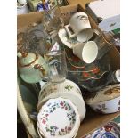 Box of pottery and glass Catalogue only, live bidding available via our website. If you require P&