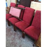 A set of four modern high back dining chairs with red upholstery Catalogue only, live bidding