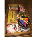 A wooden drawer of vintage playing cards Catalogue only, live bidding available via our website.