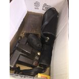 A box of cameras and a pair of binoculars Catalogue only, live bidding available via our website. If