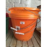 Four orange plastic buckets Catalogue only, live bidding available via our website. If you require