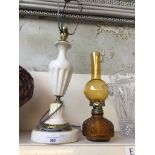 Alabaster lamp and an oil lamp Catalogue only, live bidding available via our website. If you