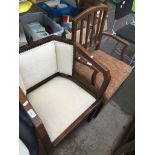 An art deco rosewood veneered armchair and an oak armchair Catalogue only, live bidding available