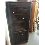 An oak corner display cabinet Catalogue only, live bidding available via our website. If you require