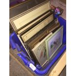 A box of pictures and prints Catalogue only, live bidding available via our website. If you