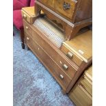 An oak dressing table (no mirror) with tambur front panel Catalogue only, live bidding available via