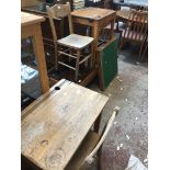 Two children's school desks and chairs and a games table Catalogue only, live bidding available