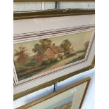 Burford Joyce, cottage scene watercolour, signed lower left, 18cm x 38cm, framed and glazed.