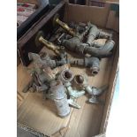 A box of brass industrial taps Catalogue only, live bidding available via our website. If you