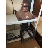 A copper lantern wall light fitting (no glass or bulb fitting) Catalogue only, live bidding