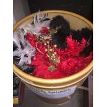A tub of stage costume dress accessories - fans, fluffy bits, etc Catalogue only, live bidding