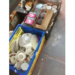 Two boxes of china nd mugs Catalogue only, live bidding available via our website. If you require
