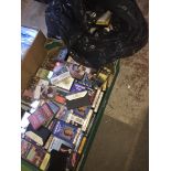 A large collection of music cassettes - a box and a bag. Catalogue only, live bidding available