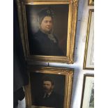Early 20th century school, a pair of his and hers portraits, oil on canvas, in gilded frames,