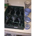 Wedgwood jasper ware, set of crystal wine goblets, table lamp, goblets, watering can, etc
