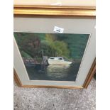 A watercolour depicting boat on lake Catalogue only, live bidding available via our website. If