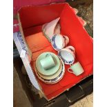 A box of china inc Shelley, Willow pattern, a tray, etc Catalogue only, live bidding available via