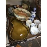 A mixed box including Doulton series ware bowl, Kingston Pottery Henry VIII character jug, and