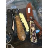 3 vintage knives and a vintage tin opener Catalogue only, live bidding available via our website. If