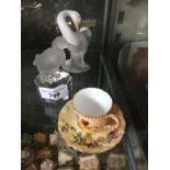 A Lladro swan, a Goebel glass duck, and a miniature vintage Royal Doulton cup and saucer Catalogue