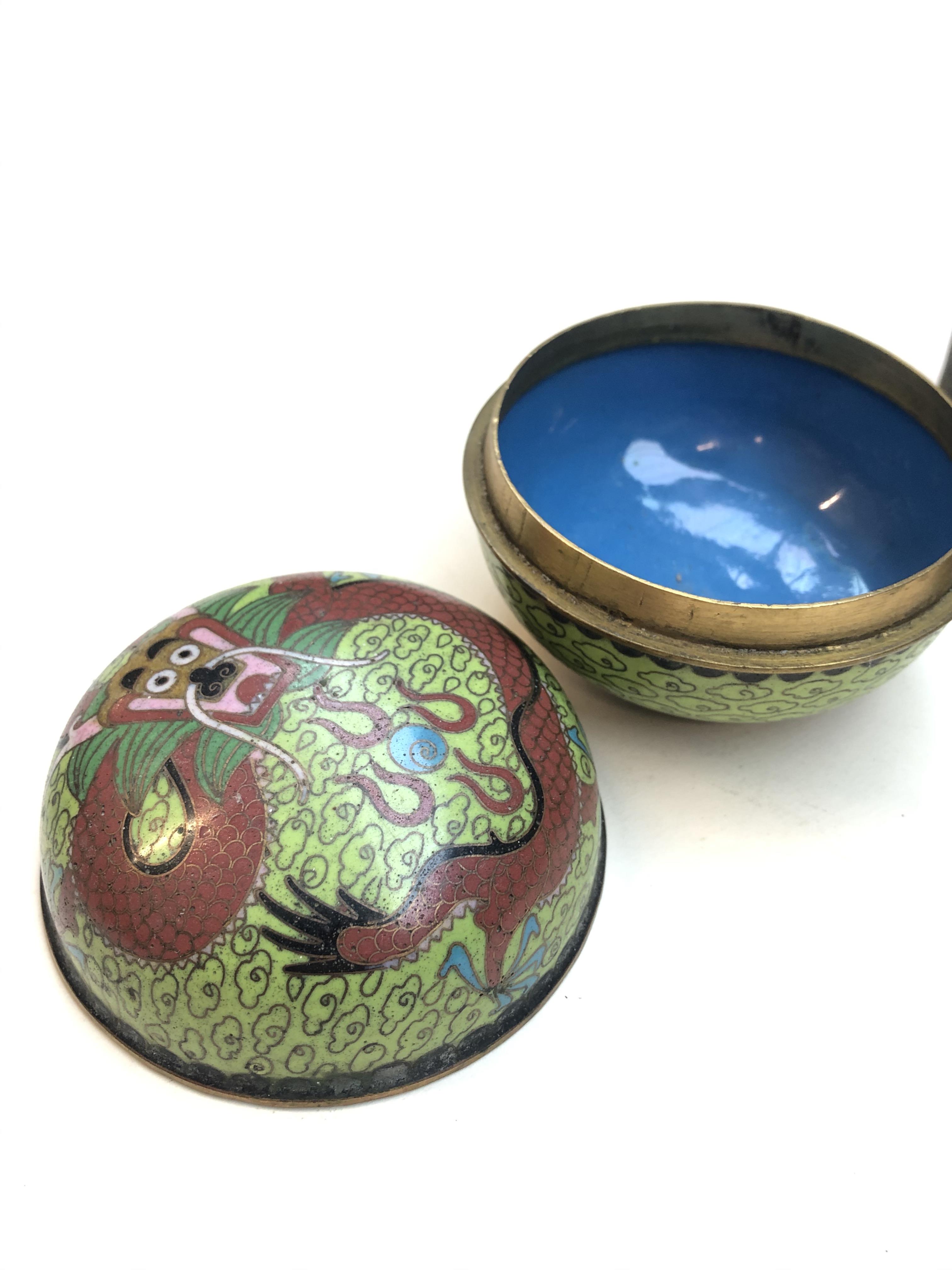 Four pieces of cloisonné and a small vase Catalogue only, live bidding available via our website. If - Image 3 of 11
