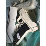 A Nintendo Wii, 3 controllers, a gun, games, etc. Catalogue only, live bidding available via our