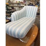 A chaise longue with striped upholstery Catalogue only, live bidding available via our website. If