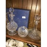 Boxed Waterford crystal decanter, small glass vase and another decanter Catalogue only, live bidding