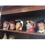 5 Royal Doulton large character jugs including Town Crier Catalogue only, live bidding available via