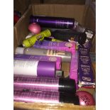 A box of hair care products Catalogue only, live bidding available via our website. If you require