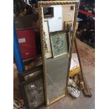 A tall gilt framed mirror and 2 prints. Catalogue only, live bidding available via our website. If