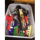 A tub of model vehicles including Burago, Matchbox & Lledo Catalogue only, live bidding available