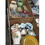 Two boxes of pottery etc. Catalogue only, live bidding available via our website. If you require P&P