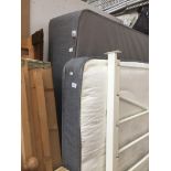 A grey and white single divan bed base and mattress Catalogue only, live bidding available via our