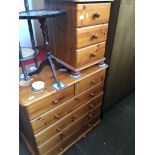 A pine bookcase and matching bedside cabinet Catalogue only, live bidding available via our website.