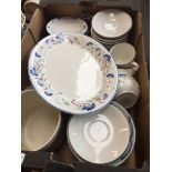 A box of pottery including Royal Doulton Expressions - Windermere Catalogue only, live bidding