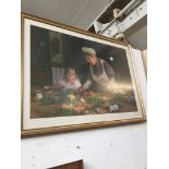 After David Shepherd, framed and glazed print depicting woman and girl in kitchen. Catalogue only,