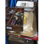 A tray of assorted tools, a Tower kitchen scale, 2 metal trays, etc. Catalogue only, live bidding