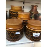 Four Hornsea pottery kitchen jars Catalogue only, live bidding available via our website. If you
