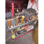 A tool station and tools including miniature planes, etc Catalogue only, live bidding available