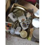 A box of mugs etc Catalogue only, live bidding available via our website. If you require P&P