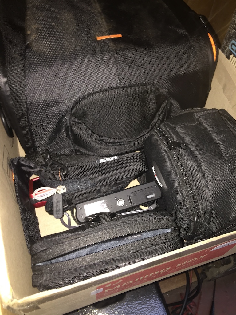 Three digi cameras, a camera bag including Fuji, Lumix, Samsung Catalogue only, live bidding