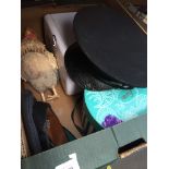 A box with hats and cockerel Catalogue only, live bidding available via our website. If you
