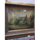 J. Walters, early 20th century, figure before a thatched cottage, oil on board, signed lower
