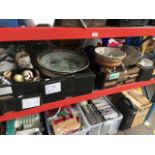 Five boxes of assorted pottery, ornaments etc Catalogue only, live bidding available via our