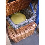 A wicker hamper and a wicker basket. Catalogue only, live bidding available via our website.