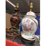 2 pottery table lamps. Catalogue only, live bidding available via our website. Please note we can