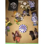 A box ed Mats Jonasson block, cloisonne, ceranic butterflies etc Catalogue only, live bidding