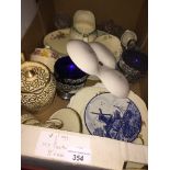 A box of misc pottery, ceramics and glass. Catalogue only, live bidding available via our website.